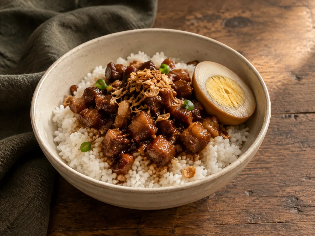 Lu Rou Fan (Taiwanese Braised Pork Rice) serving idea